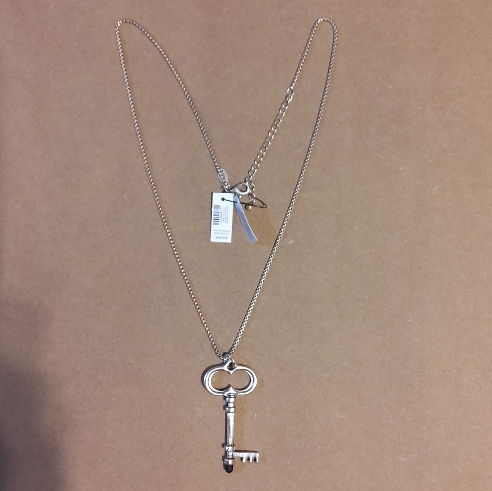 Chico's Silvertone Key Necklace with styles.